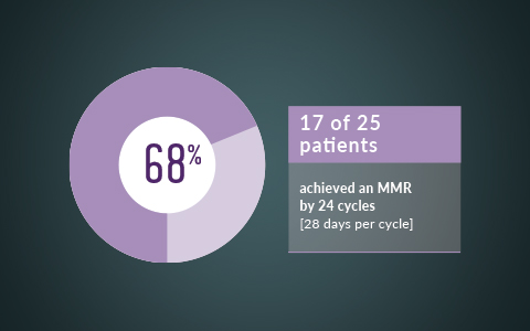 17 of 25 patients (68%) achieved an MMR by 24 cycles (28 days per cycle)